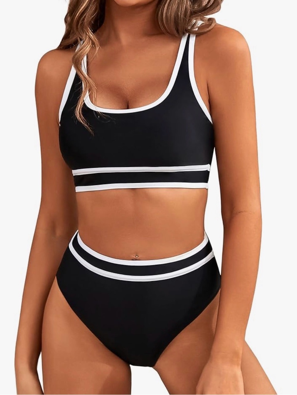 NWT - BMJL Black and White Two Piece Hi cut Bikini size Small